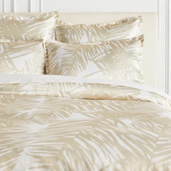Tulum Palm Bedding - White/Champagne