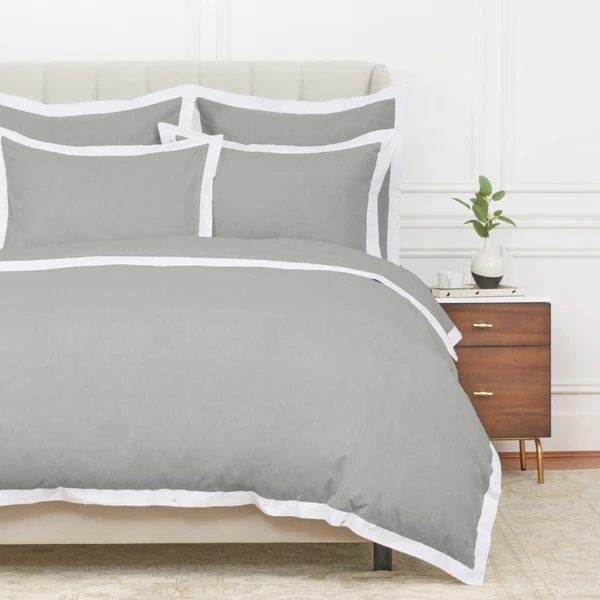 Serenity Border Bedding - Dove Grey 1 Serenity Border Bedding - Dove Grey